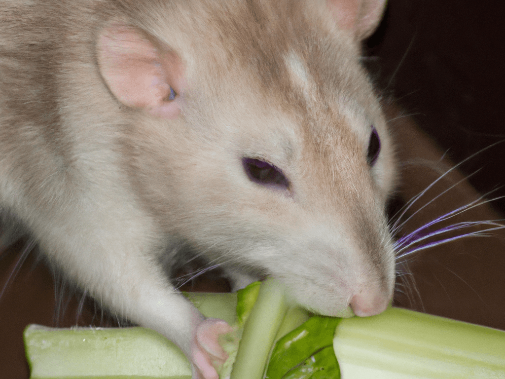 Pet Rat Eating Celery Food 